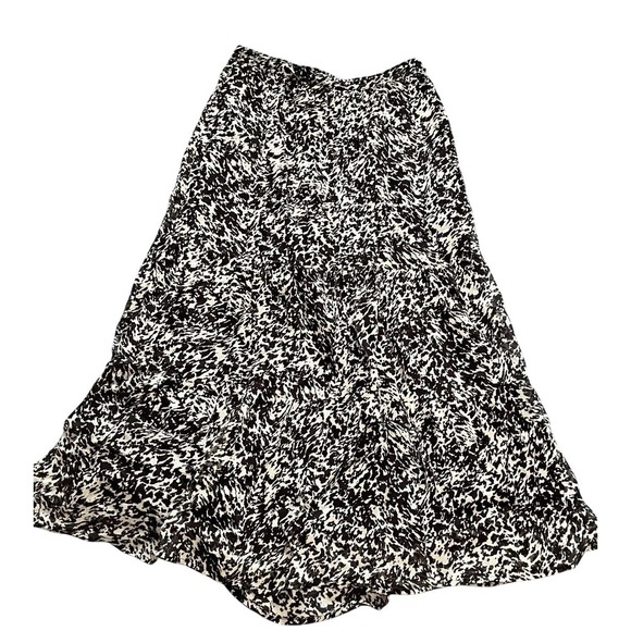 ba&sh Dresses & Skirts - Women's Skirt Ba&sh Size 0 Animal Print Ruffle Hem Side Zip Midi Skirt Black XS